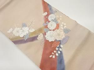 ふくれ織花々に曲線模様織出し名古屋帯